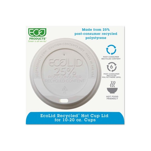 Eco-Products Eco-Lid 25% Recycled Content Hot Cup Lid, Fits 10-20 oz Cups, 1000/Carton EP-HL16-WR - main